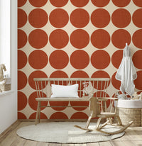 Interlocking terracotta dots, the Terracotta Bubbles Wallpaper pattern.