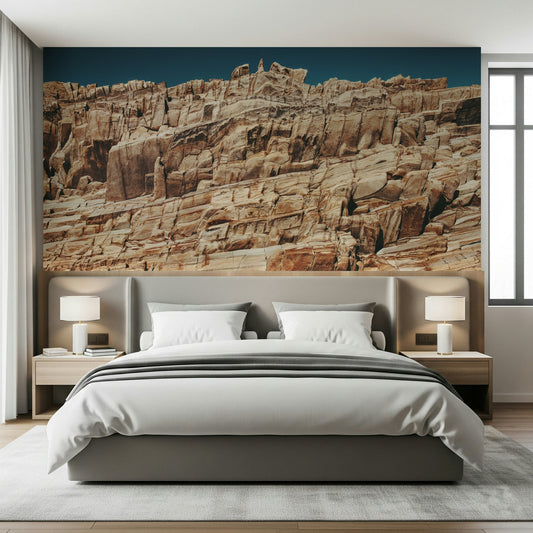 Living room with Terracotta Cliffscape Wall Mural.