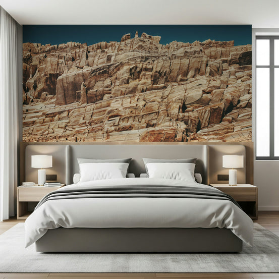 Living room with Terracotta Cliffscape Wall Mural., GD6140