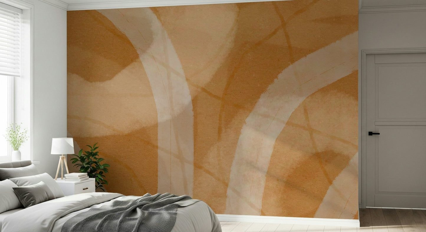 A contemplative geometric design wallpaper mural for a feature wall.