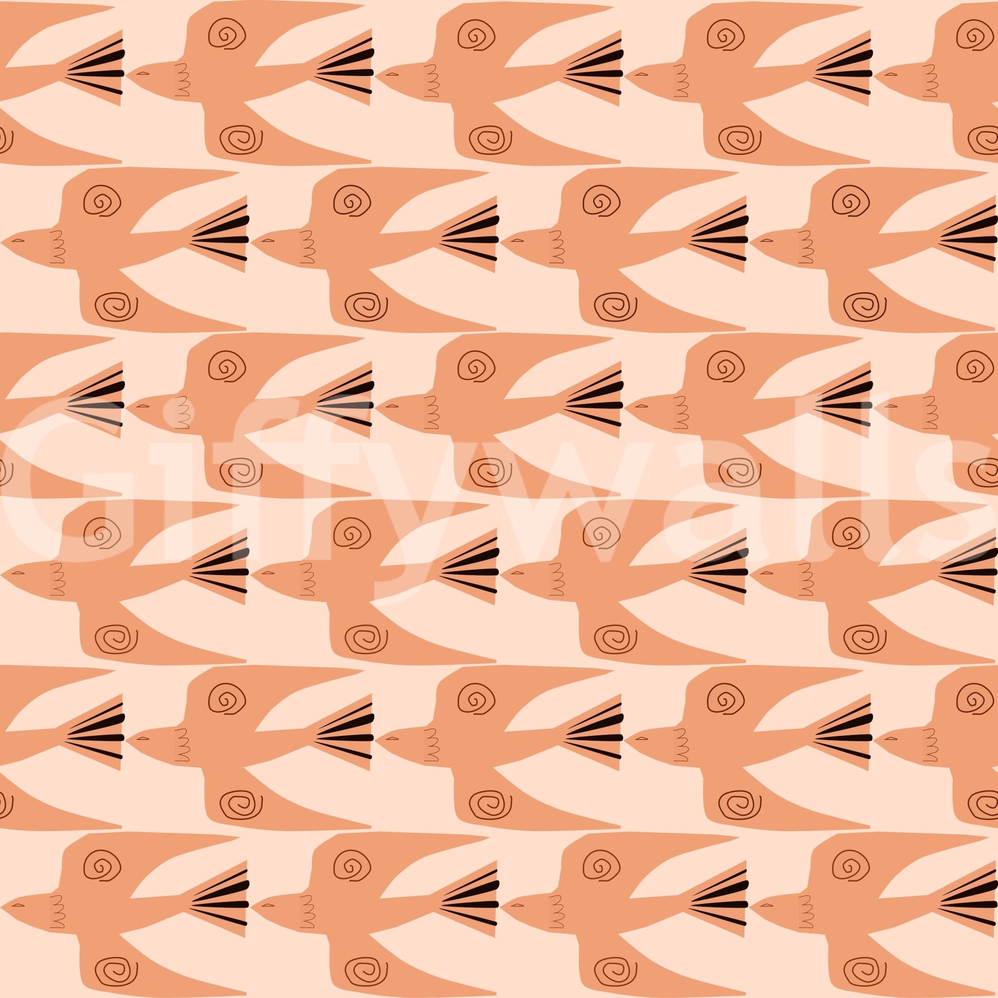 Bird-themed mural for serene rooms
