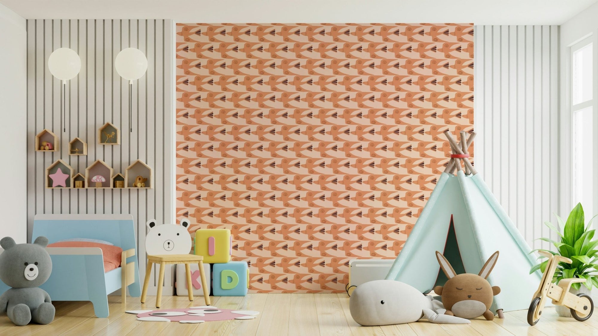 Minimal bird pattern mural wallpaper, GD2553