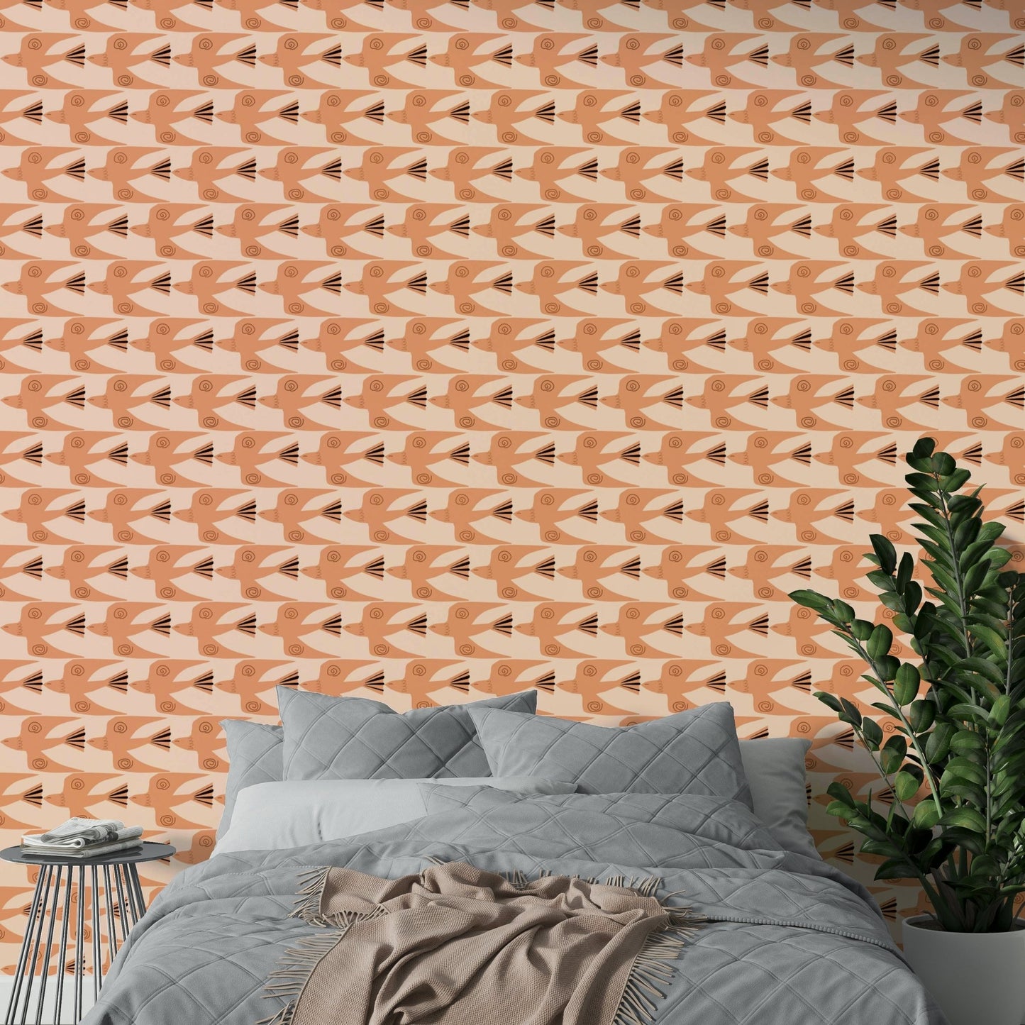 Terracotta doves wallpaper design
