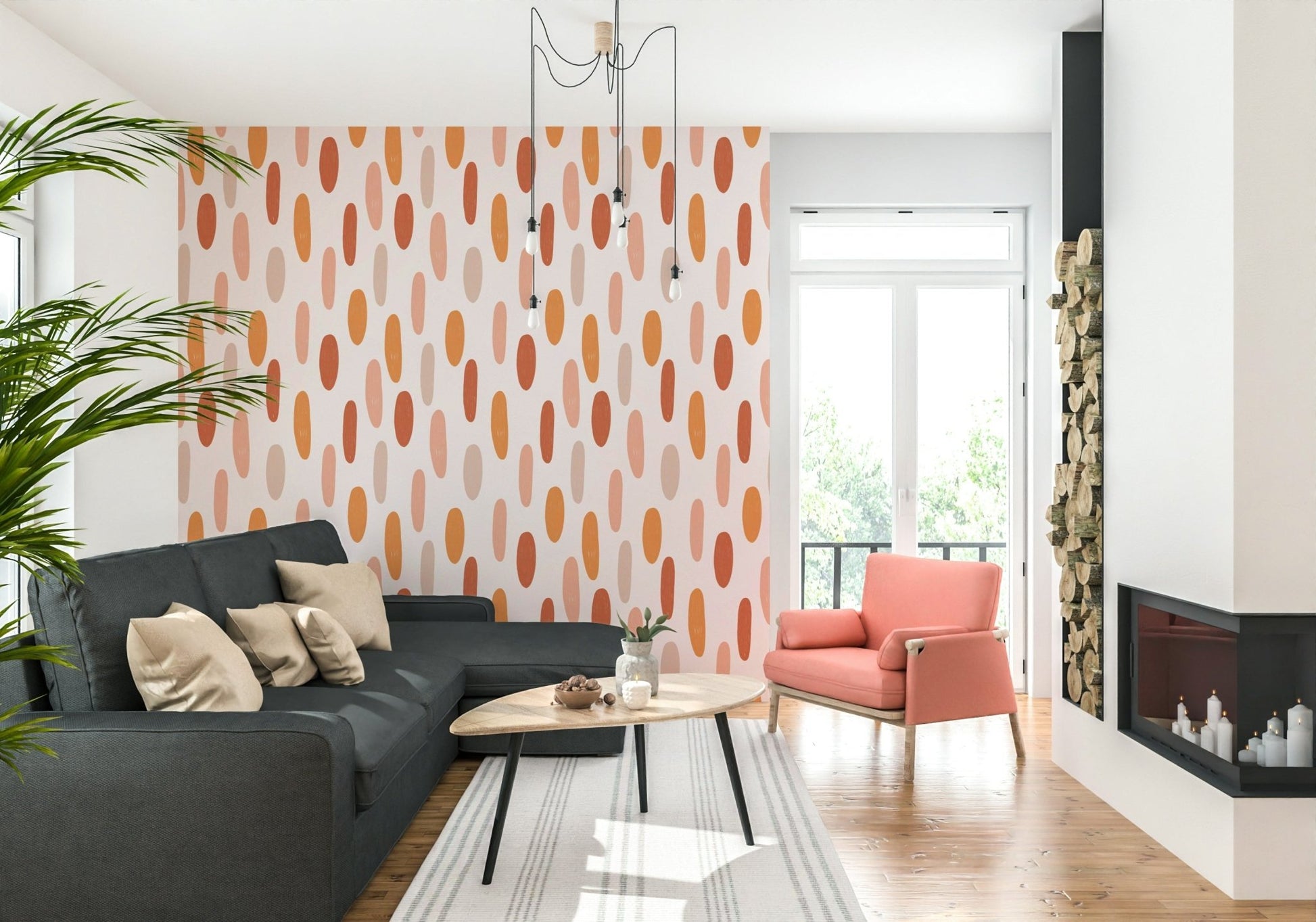 Abstract rhythmic Terracotta Dreamscape Wallpaper visual texture.