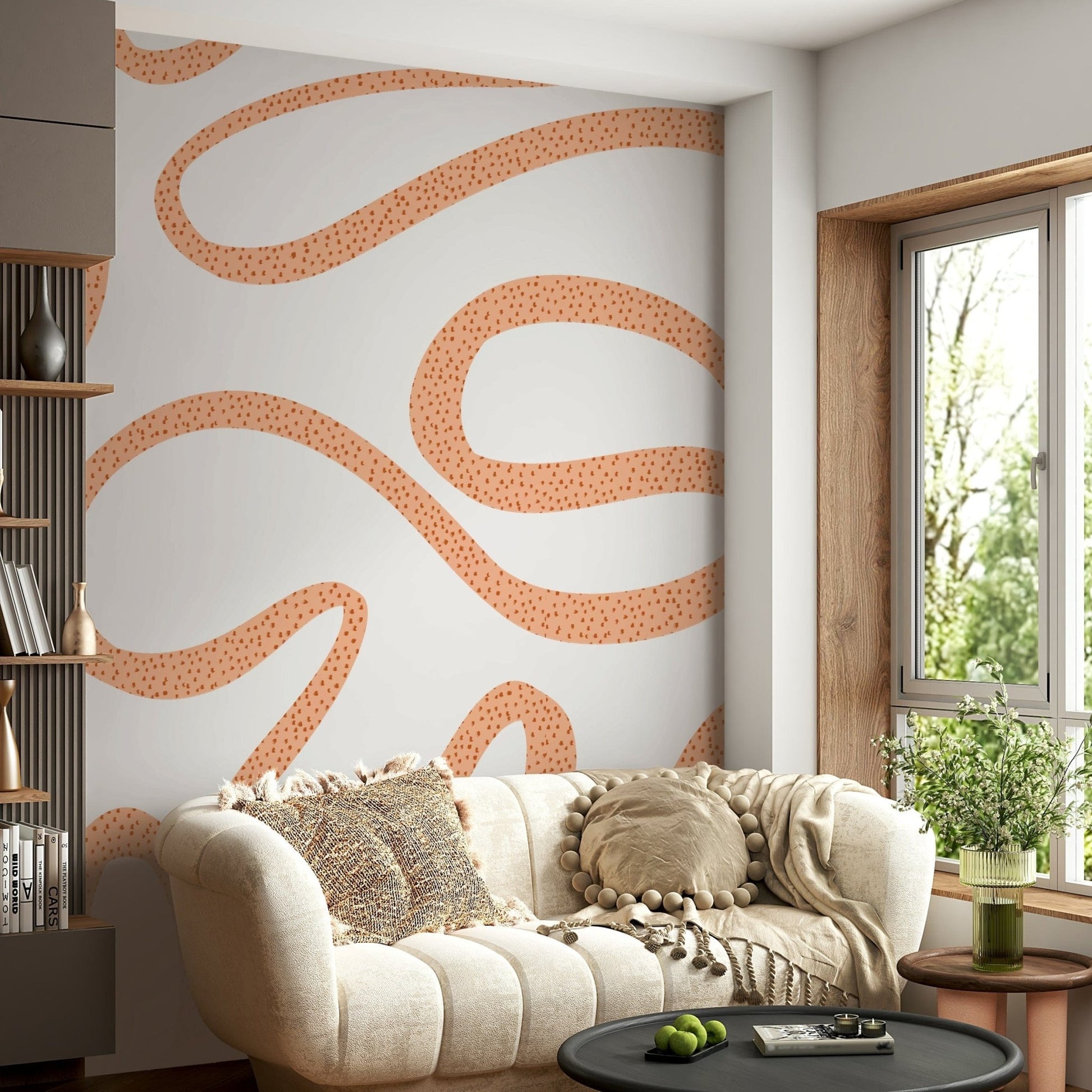 Modern terracotta flow wallpaper art

