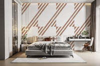 Diagonal terracotta striped wallpaper look
