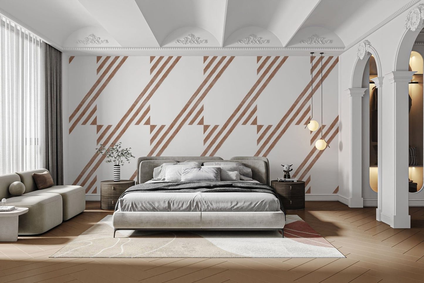 Minimalist terracotta stripe wallpaper
