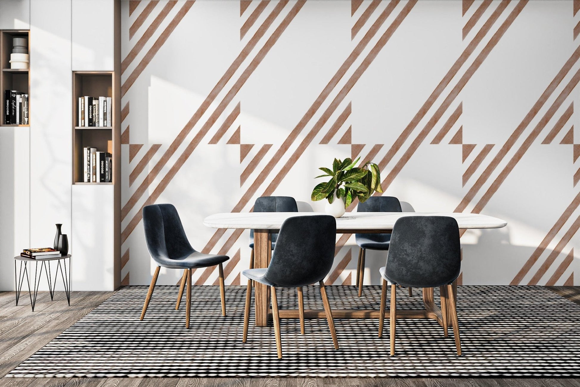 Contemporary terracotta striped wallpaper
