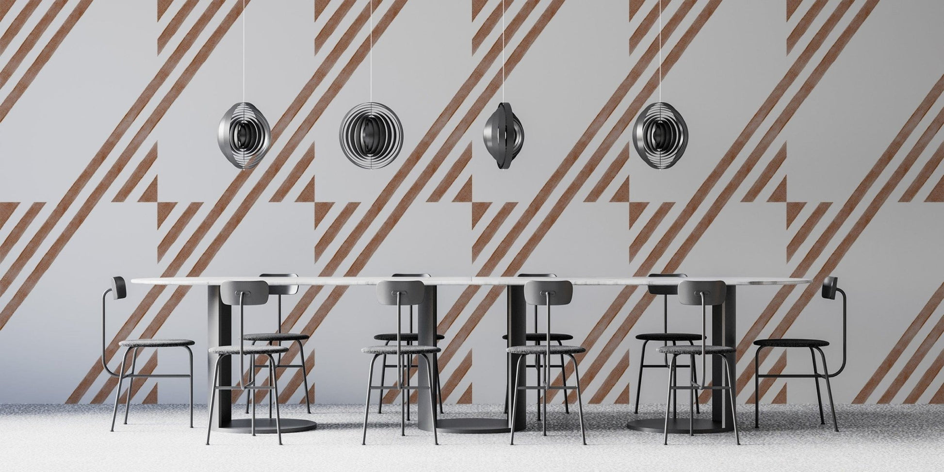 Warm terracotta geometric wall covering
