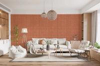 Organic terracotta grid design with fabric look