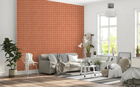 Earthy rust orange wall covering with white grid