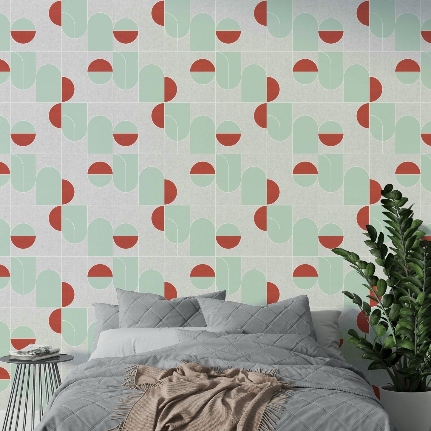 Geometric arch with soft texture

