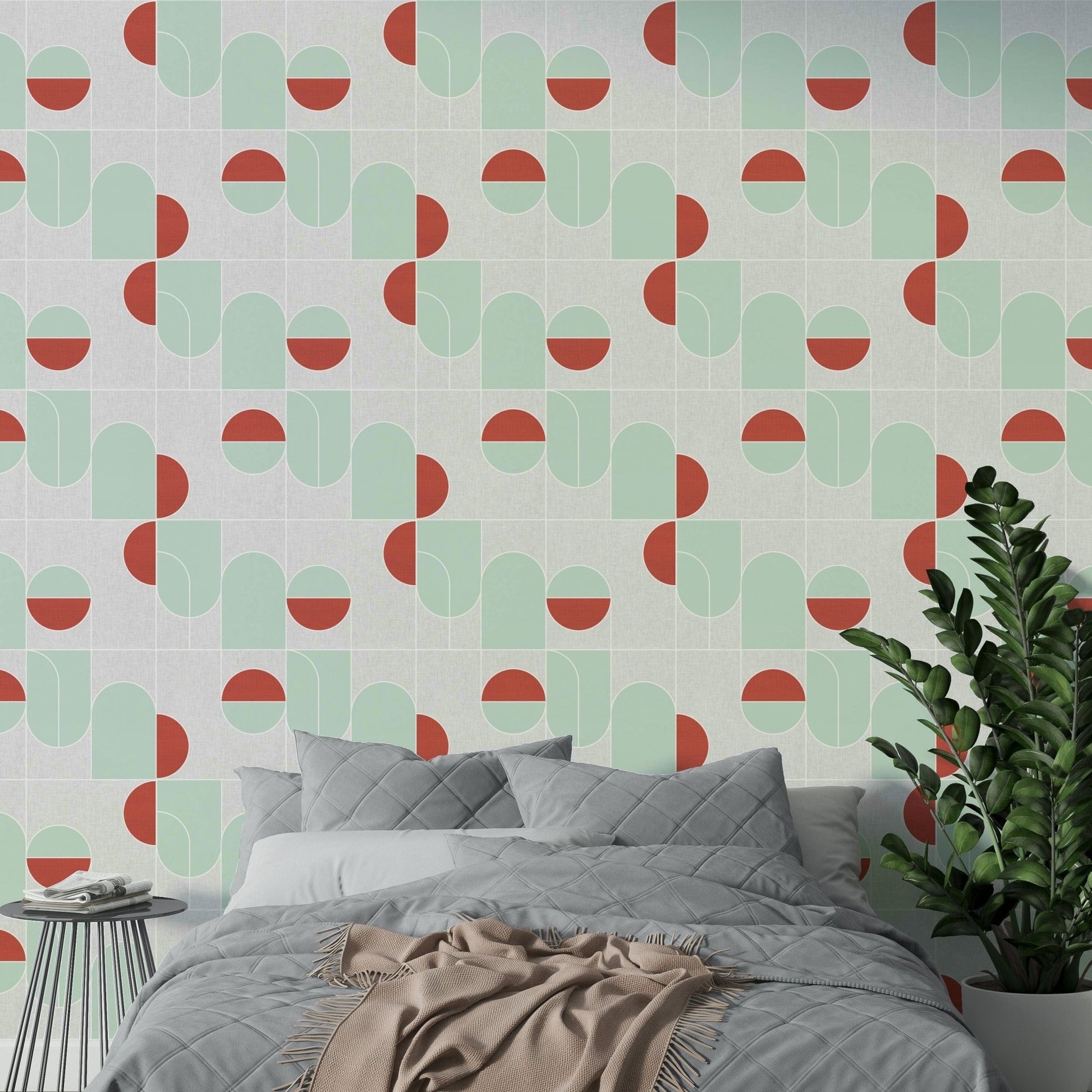 Geometric arch with soft texture

