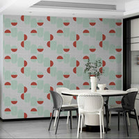 Two-tone circle and arch wallpaper


