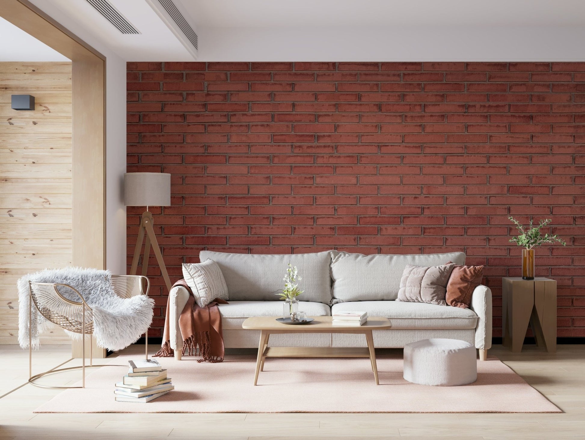A contemplative faux stone wallpaper mural for a feature wall.

