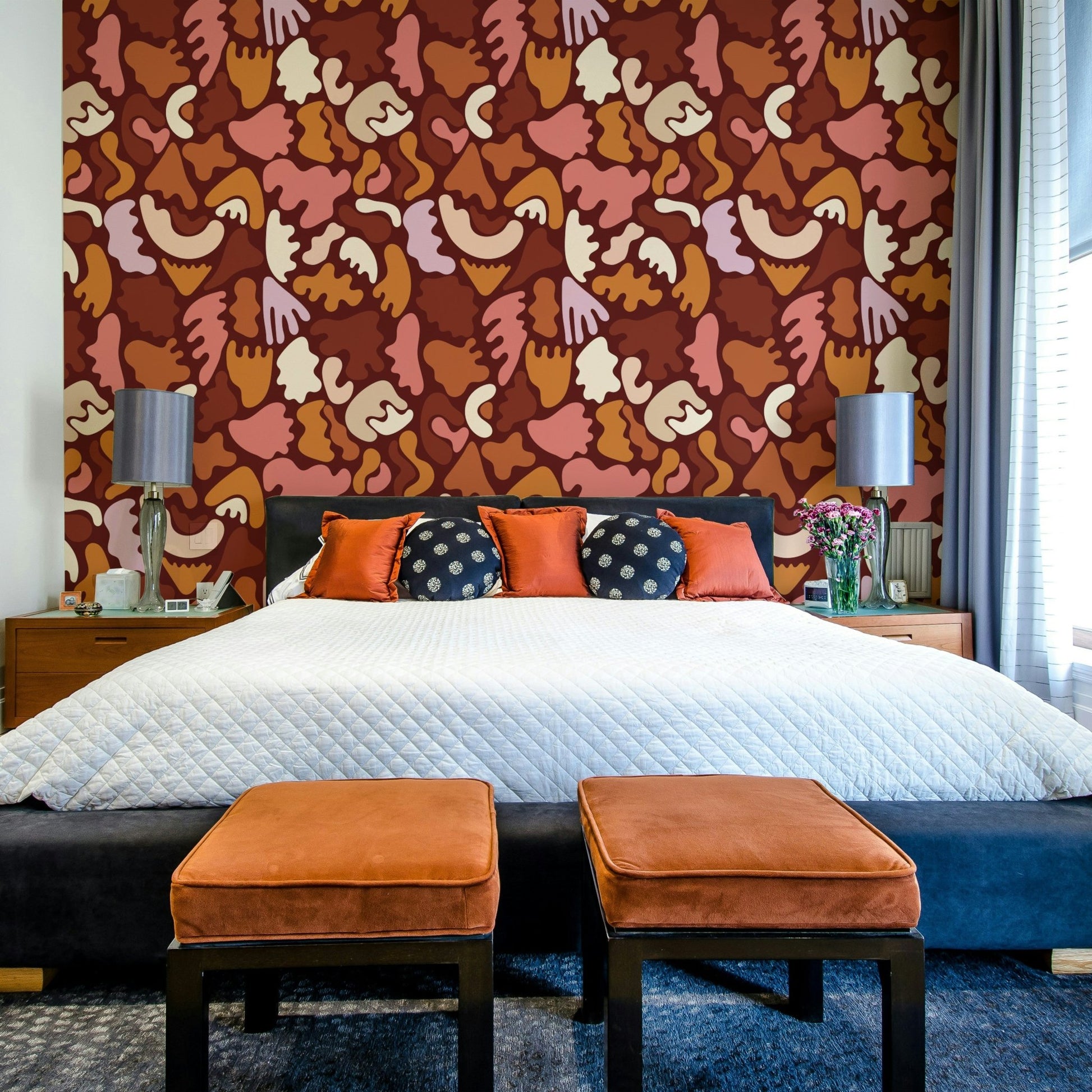 Soft terracotta hues creating a wave-like design.

