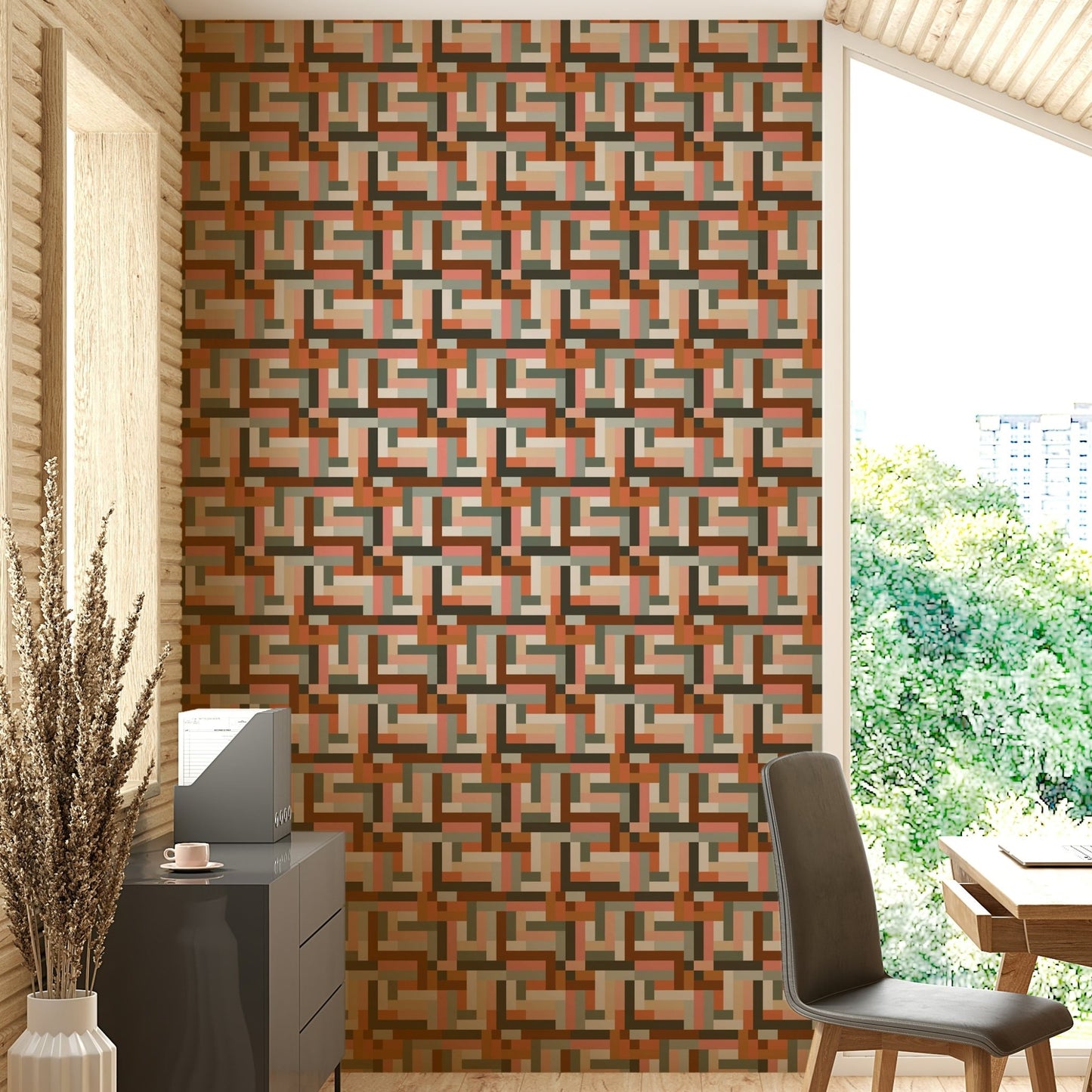 Cozy terracotta tile wall covering in modern room GD603

