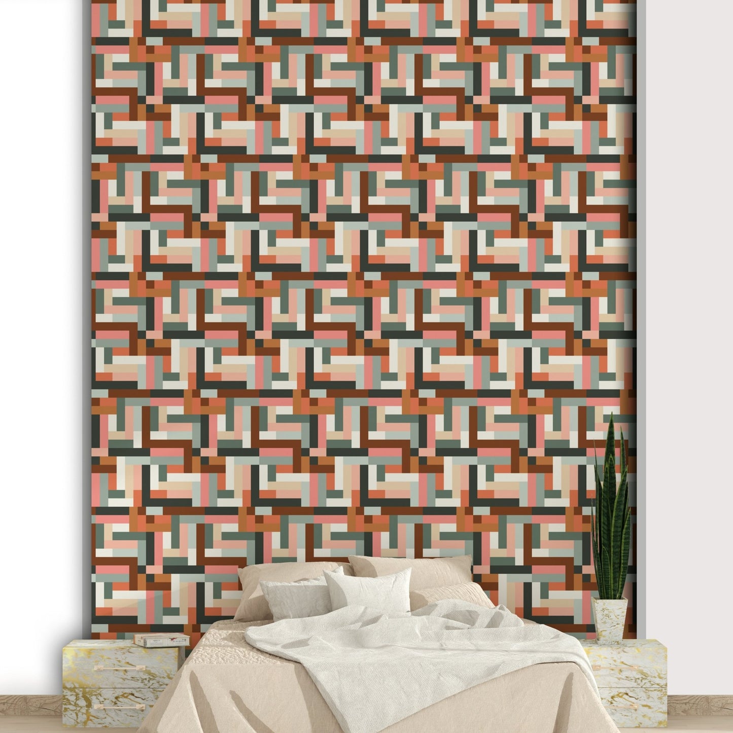 Earthy terracotta tiles wallpaper with natural texture GD603

