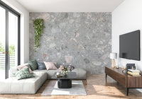 Heavily Textured Terrazzo Cement pattern wallpaper design., GD6805