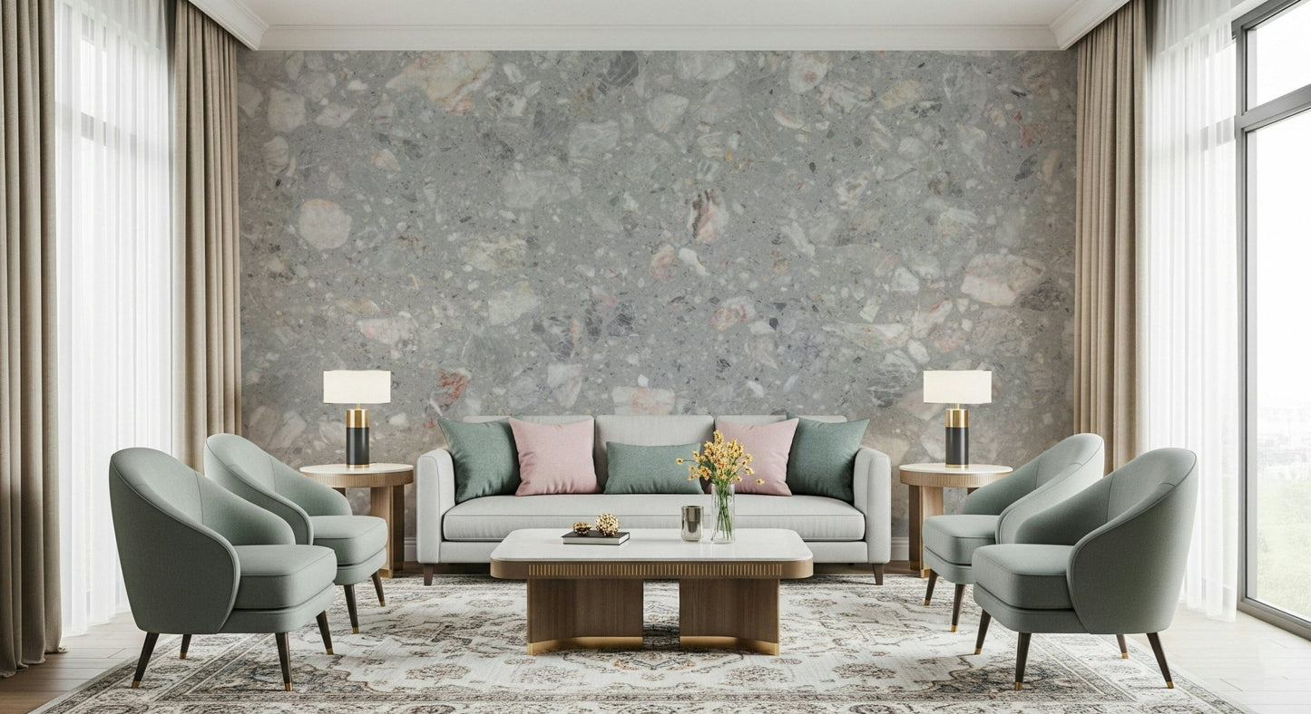 Rocky Terrazzo Cement style wall covering print., GD6805