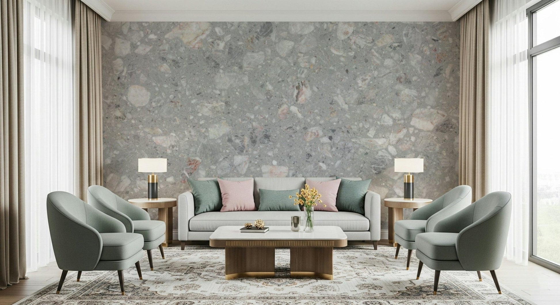 Rocky Terrazzo Cement style wall covering print., GD6805