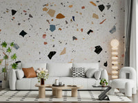 Bright Marble Style wall mural with black rust accents.