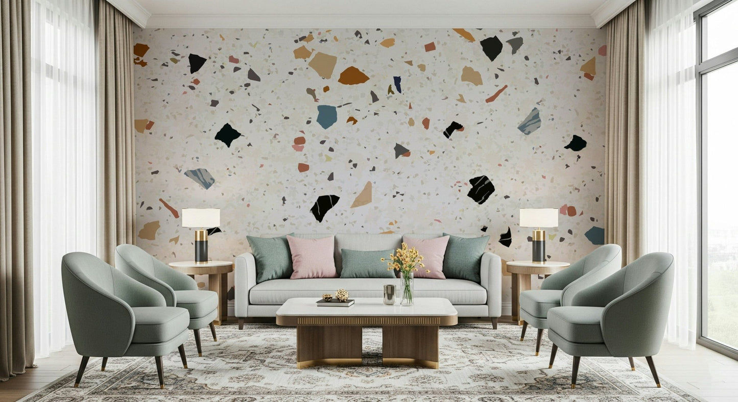 Abstract Marble speckled design mural artistry.