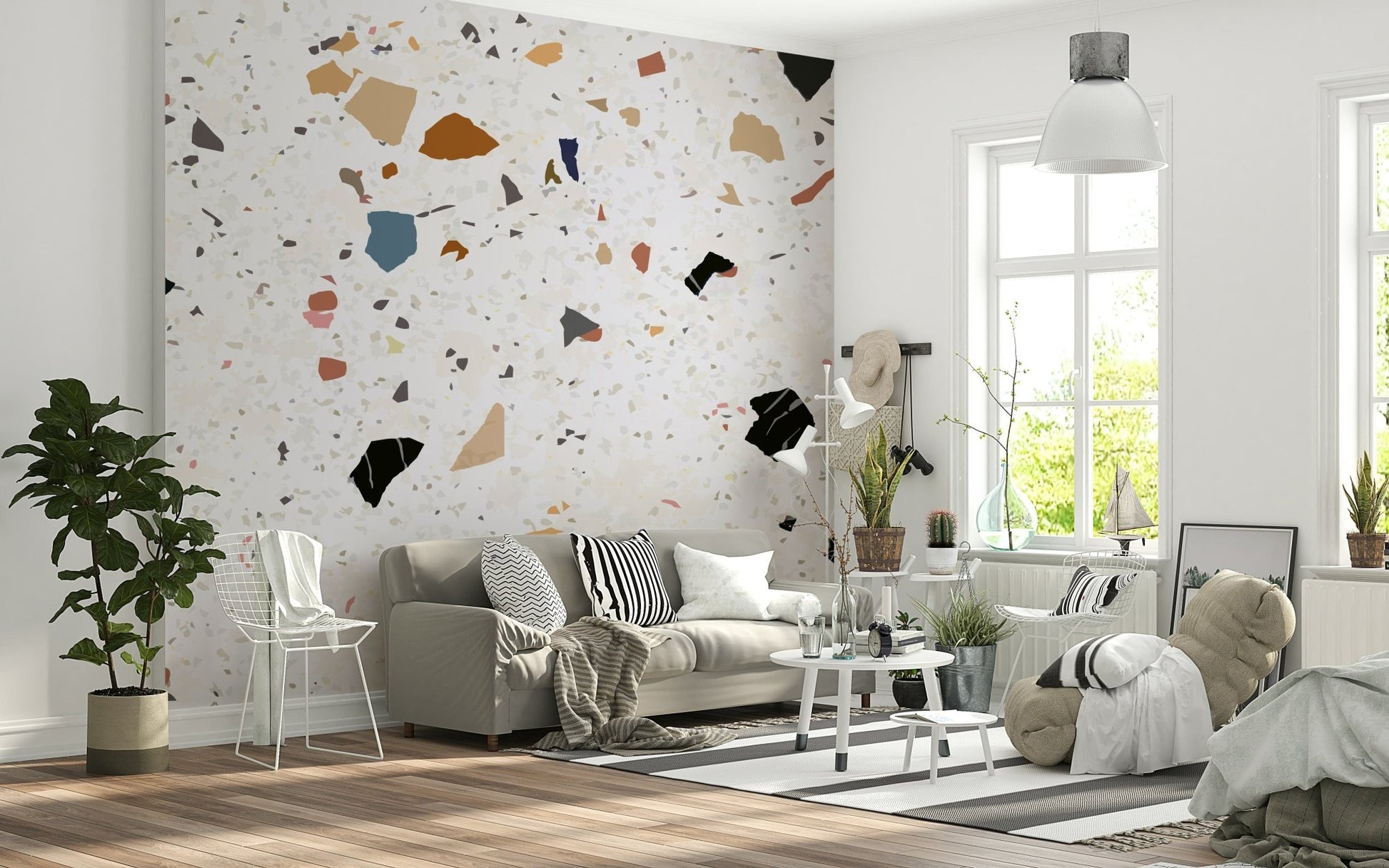 Graphic Marble chip pattern wall mural vibe.
