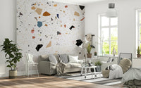 Graphic Marble chip pattern wall mural vibe.