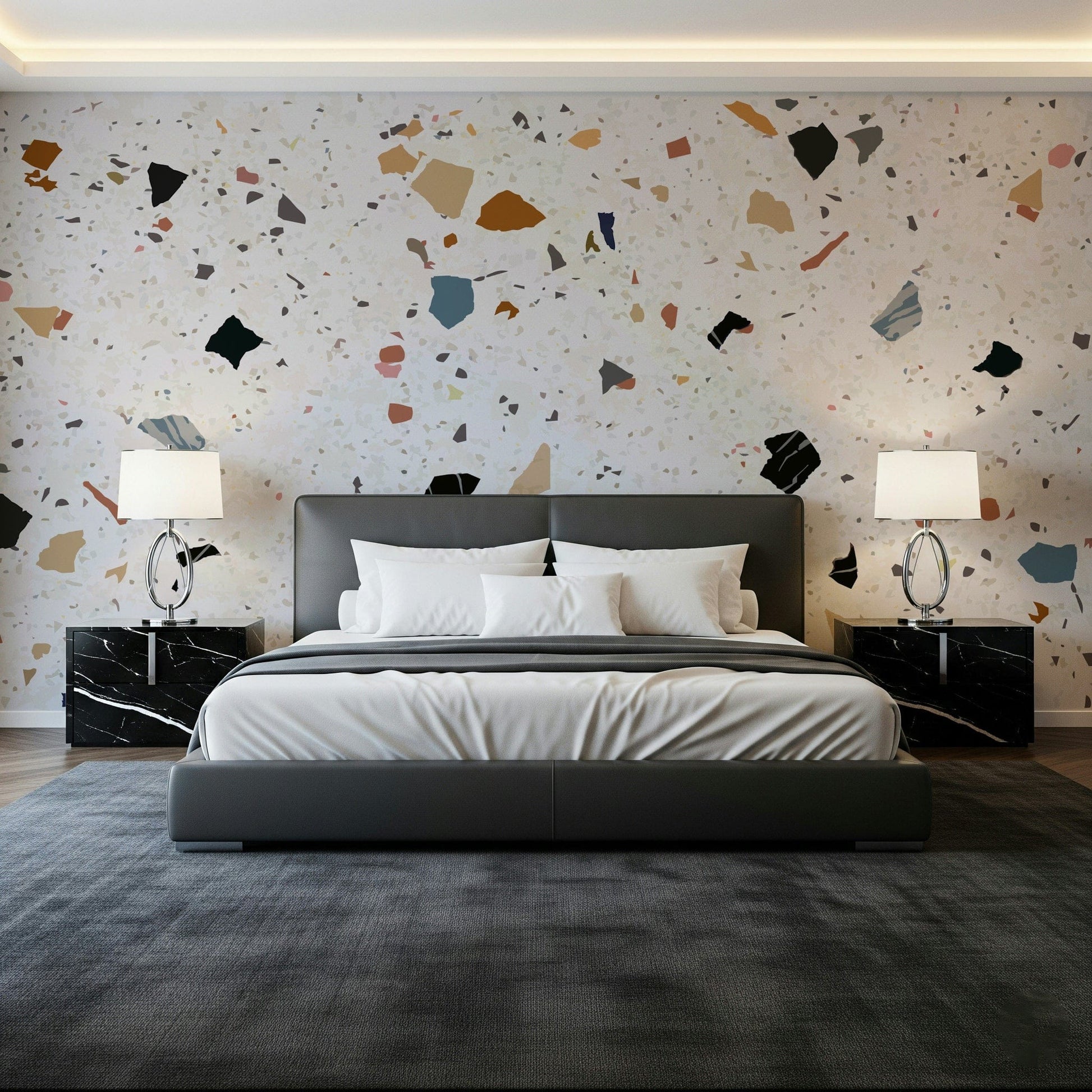 Unique Terrazzo Chic texture wallpaper feature.