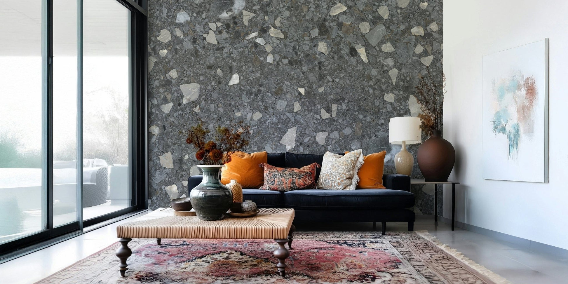 Contemporary Terrazzo Chips flecked wallpaper for accent walls