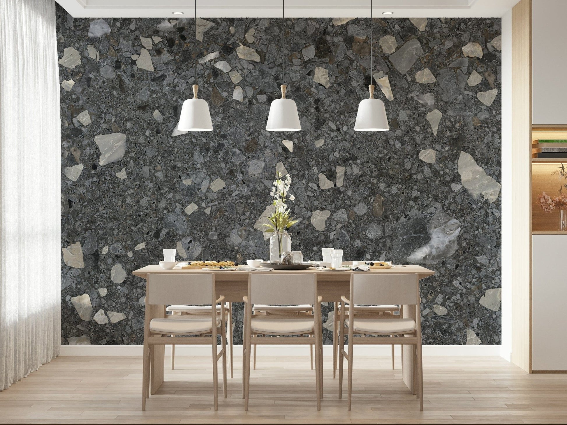 Chic Terrazzo stone chips composition wall mural pattern