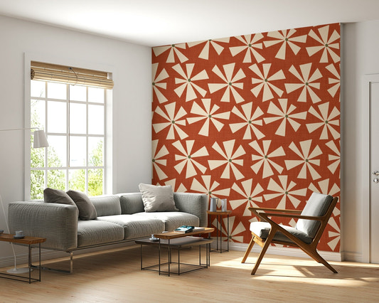 Terrazzo Sunset Wallpaper, ruddy floral whirligig.