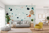 Geometric terrazzo mural artwork
