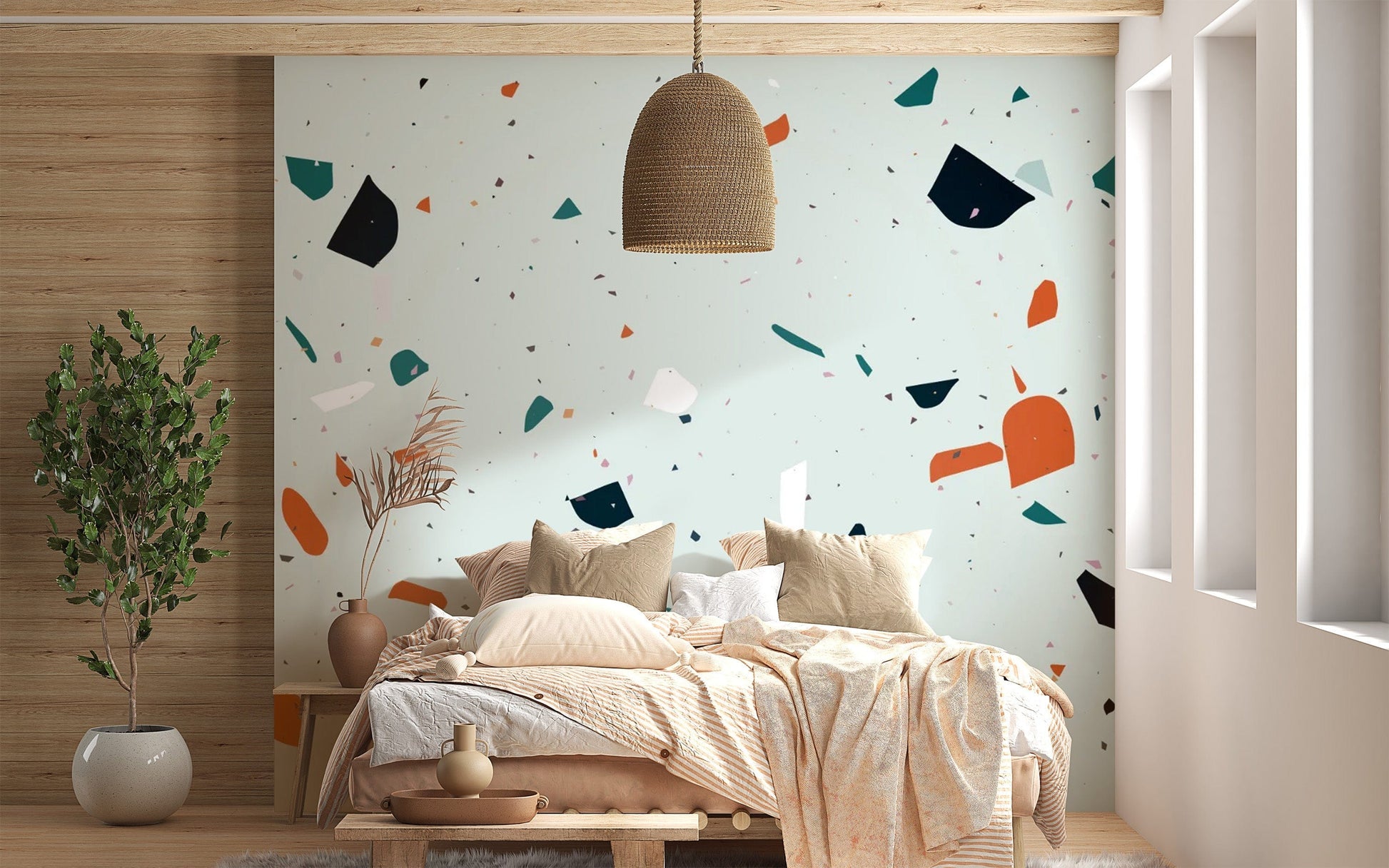 Abstract terrazzo wallpaper decor
