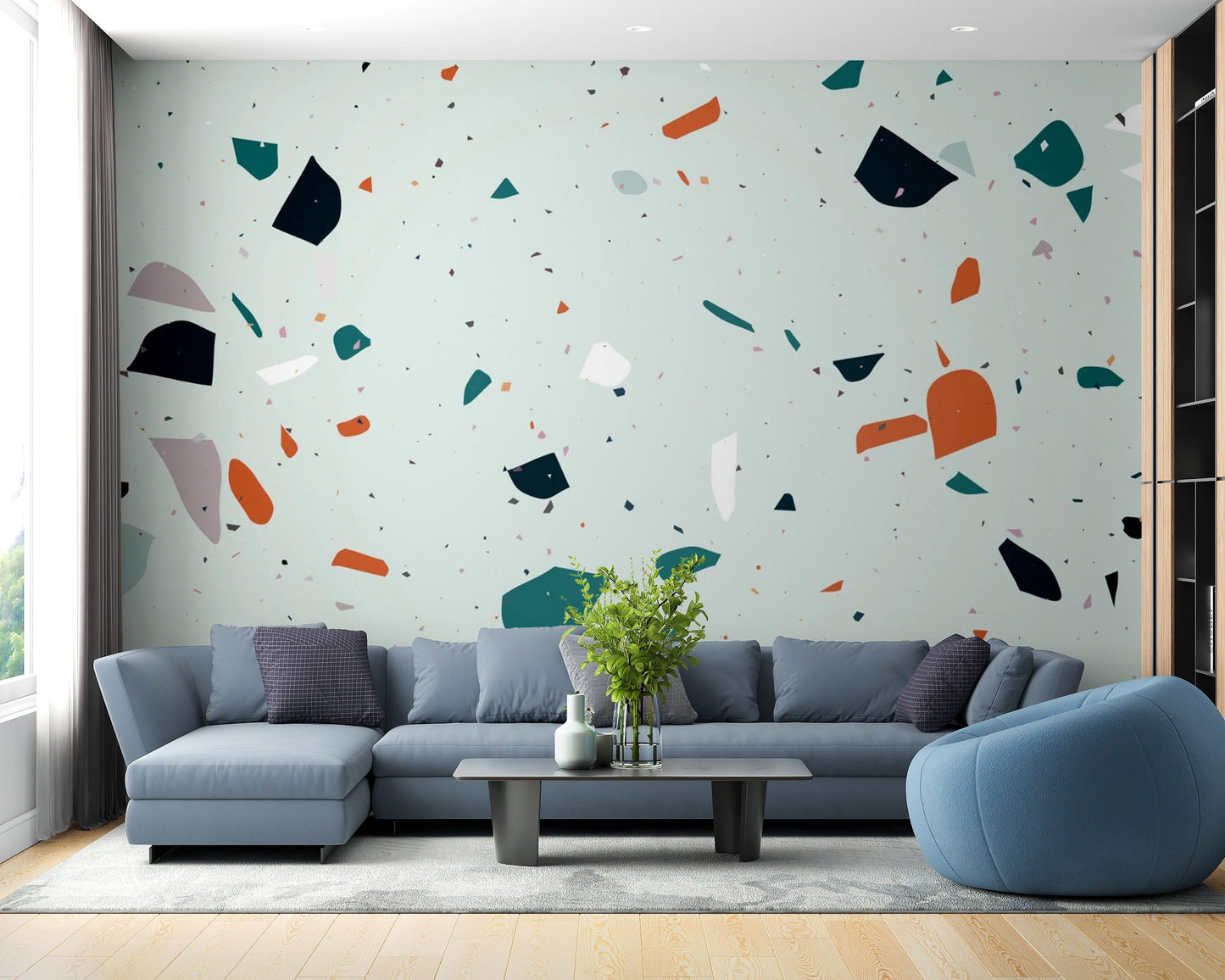 Colorful terrazzo tile pattern