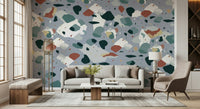 An artistic minimalist form mural for home decor.