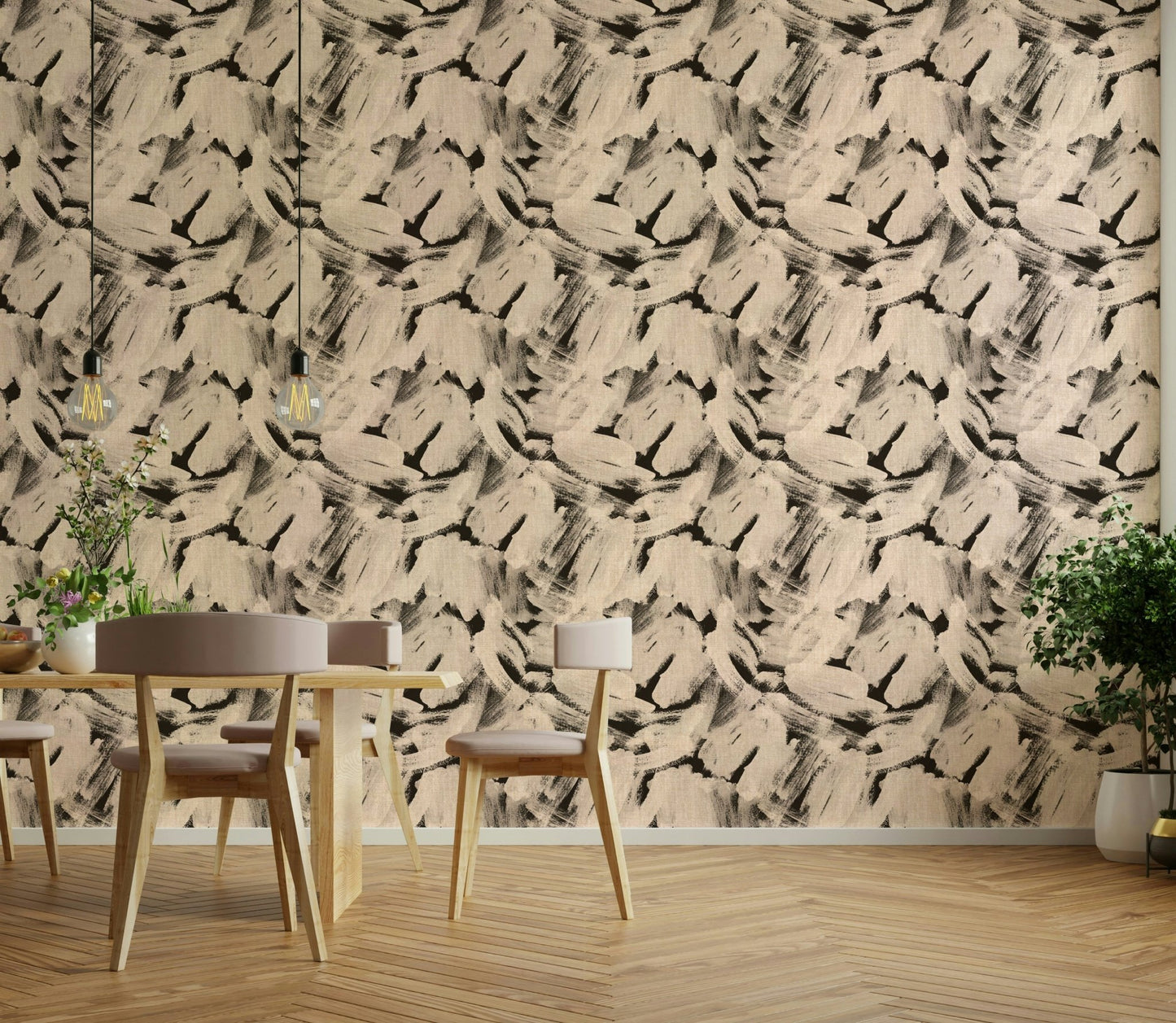 Wallpaper mural with brushstroke layers

