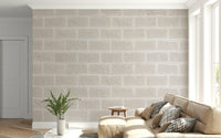 Minimalist kitchen showcasing the Textured Beige Bricks wallpaper for walls.