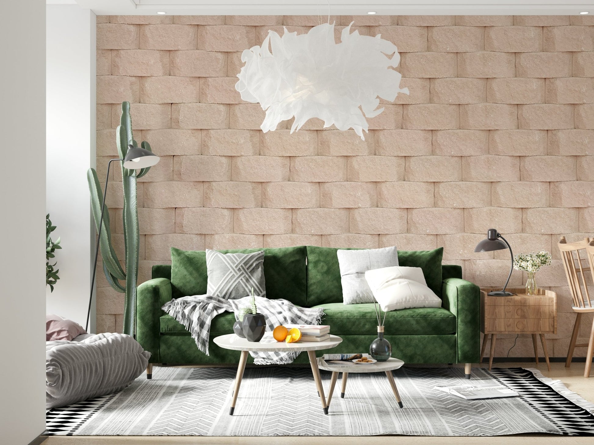 Angled view of the Textured Blocks mural catching light and texture contrast.