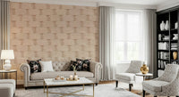 Bedroom wall showing the chic, neutral Textured Blocks peel and stick wallpaper.
