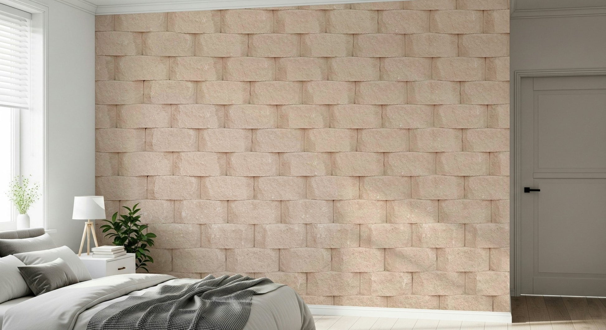 Textured Blocks Wall Mural in a home office, adding subtle depth to the space.