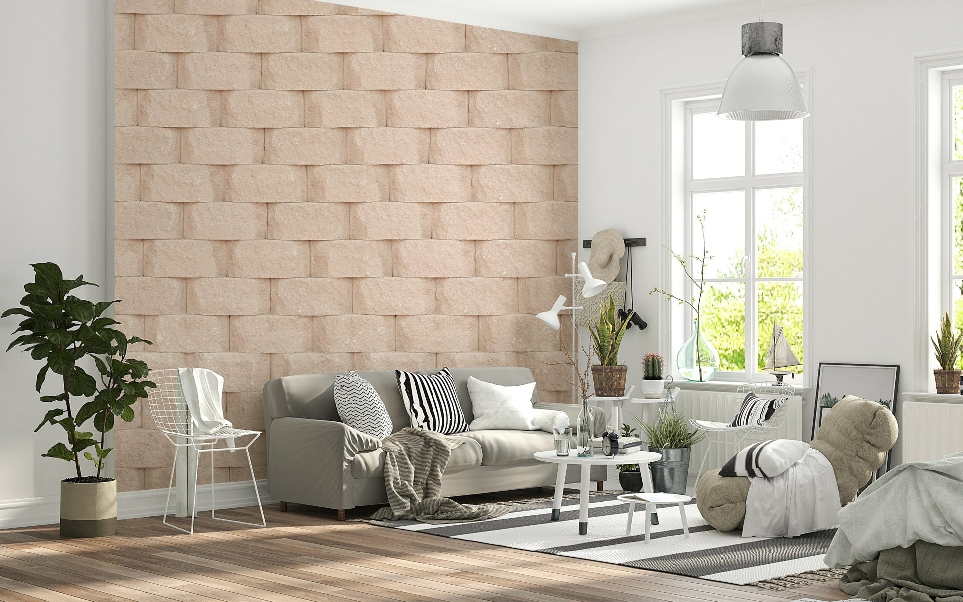 Detail of the dimensional, block pattern in the Textured Blocks wallpaper.