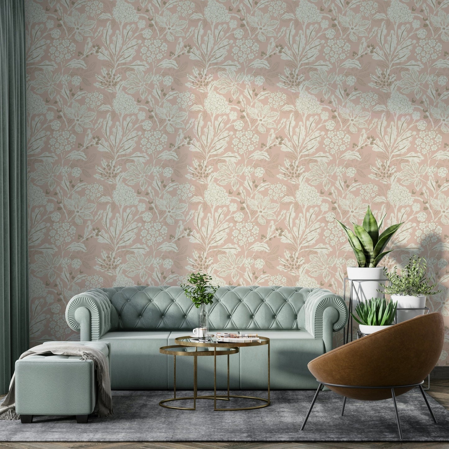Botanical pattern wall mural design
