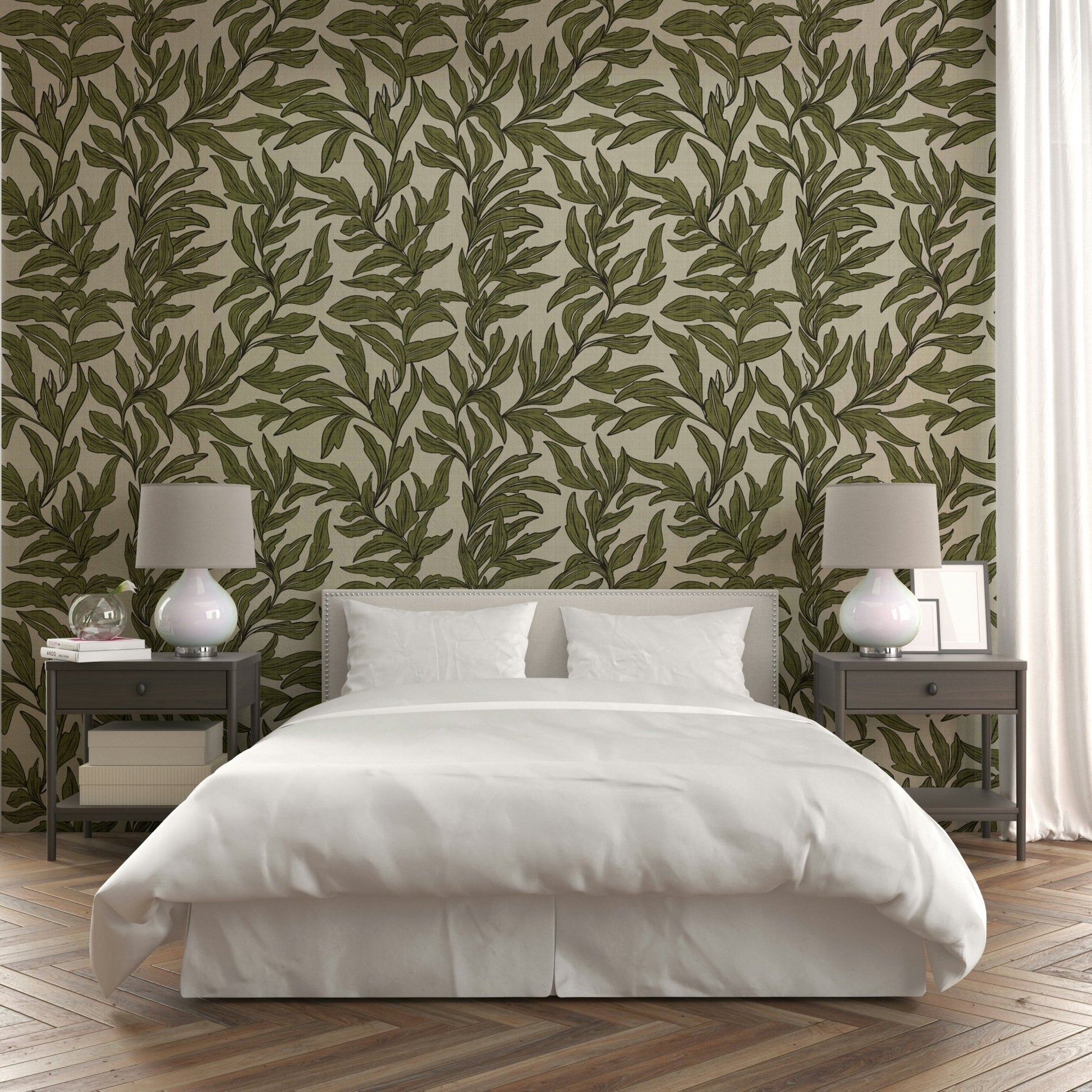 Calm botanical mural wallpaper, GD996