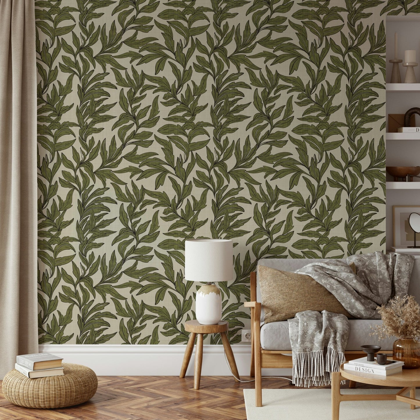 Green and neutral textured wallpaper, GD996
