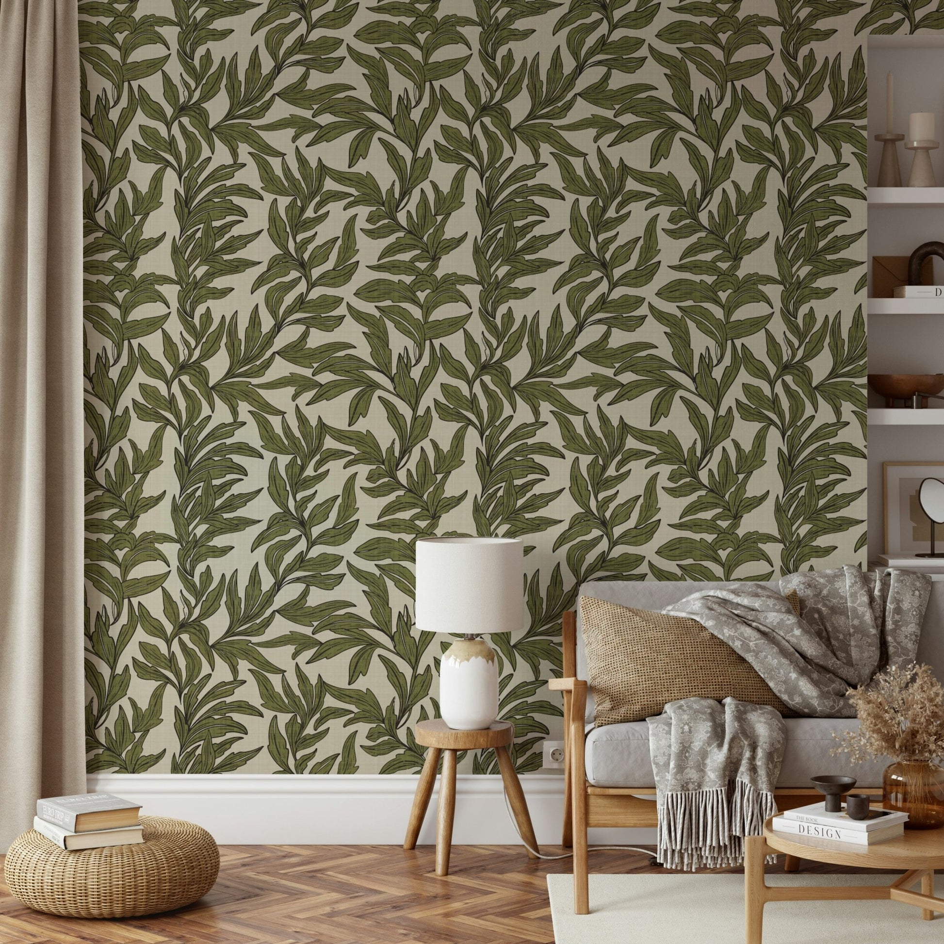 Green and neutral textured wallpaper, GD996