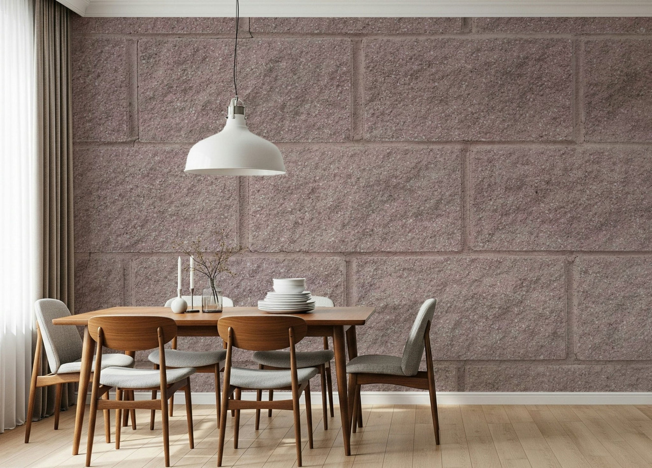 Living room feature wall Textured Brick Wall Mural.