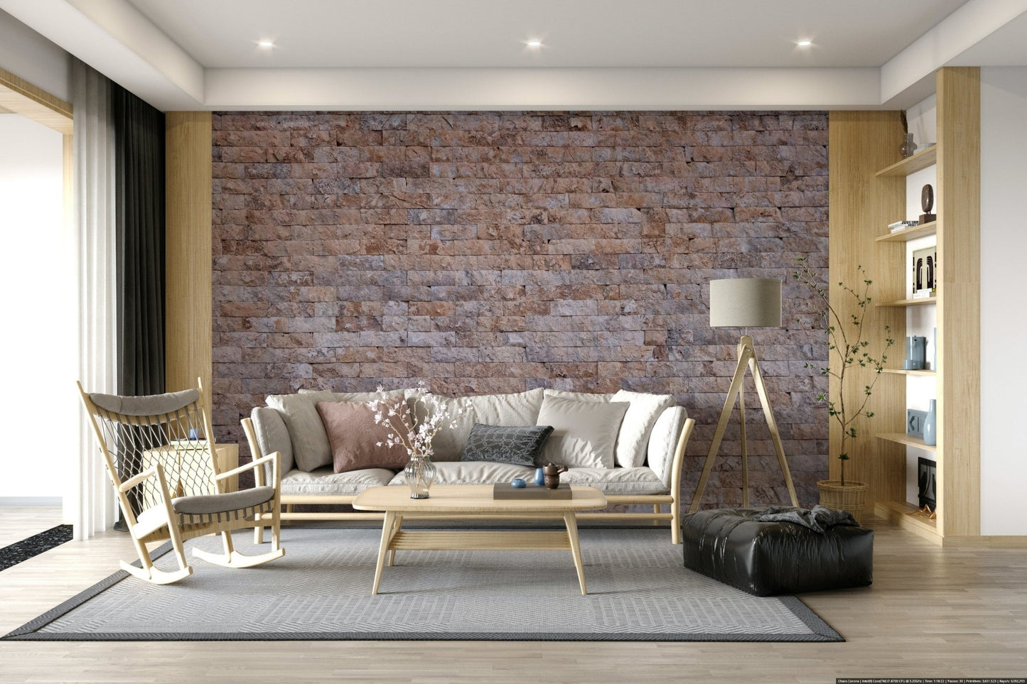 Detailed view of the mortar and textured brick in the Wall Mural.