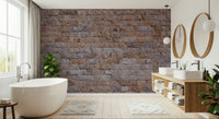 Close-up texture of the realistic white brick textured wallpaper.